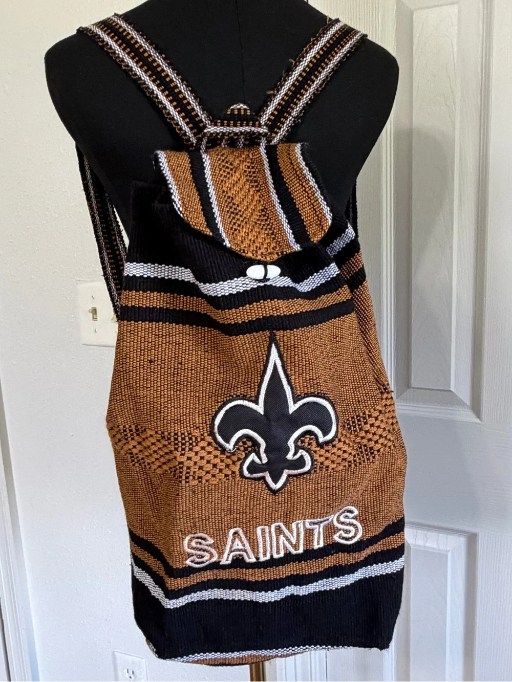 New Orleans Saints Woven Backpack Baja Boho Fleur de Lis NFL Football Bag